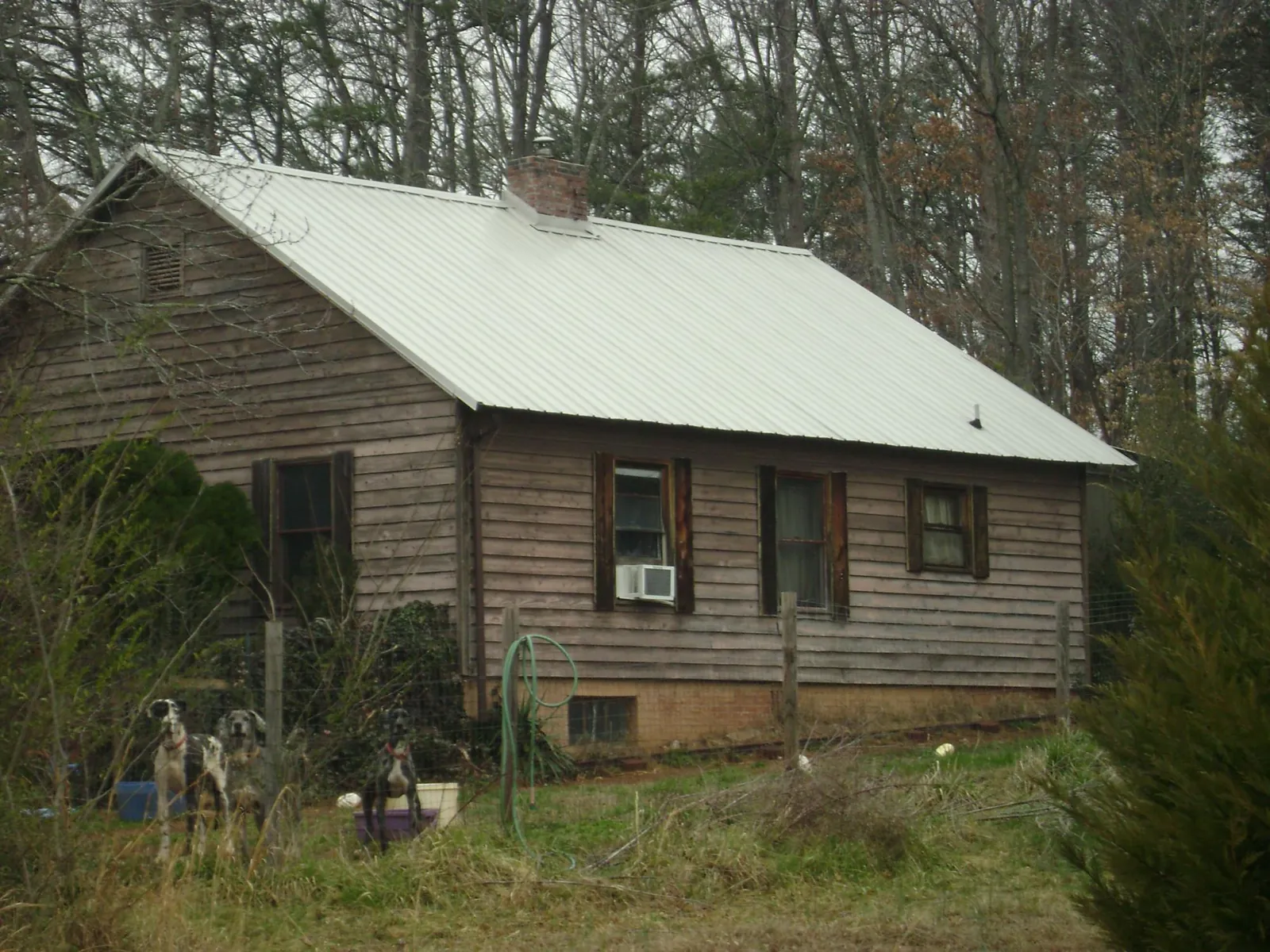 White metal roof on an old wood sided farmhouse, from a Metal Roof Installation job in Waitsburg